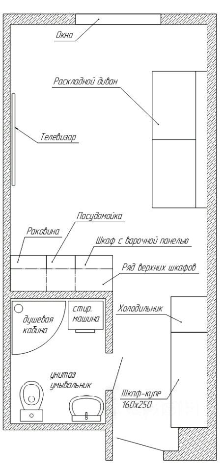 Квартира-студия, 27 м² — фото 1