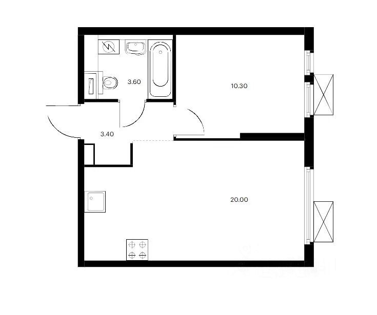 2-комнатная квартира, 40 м² — фото 8