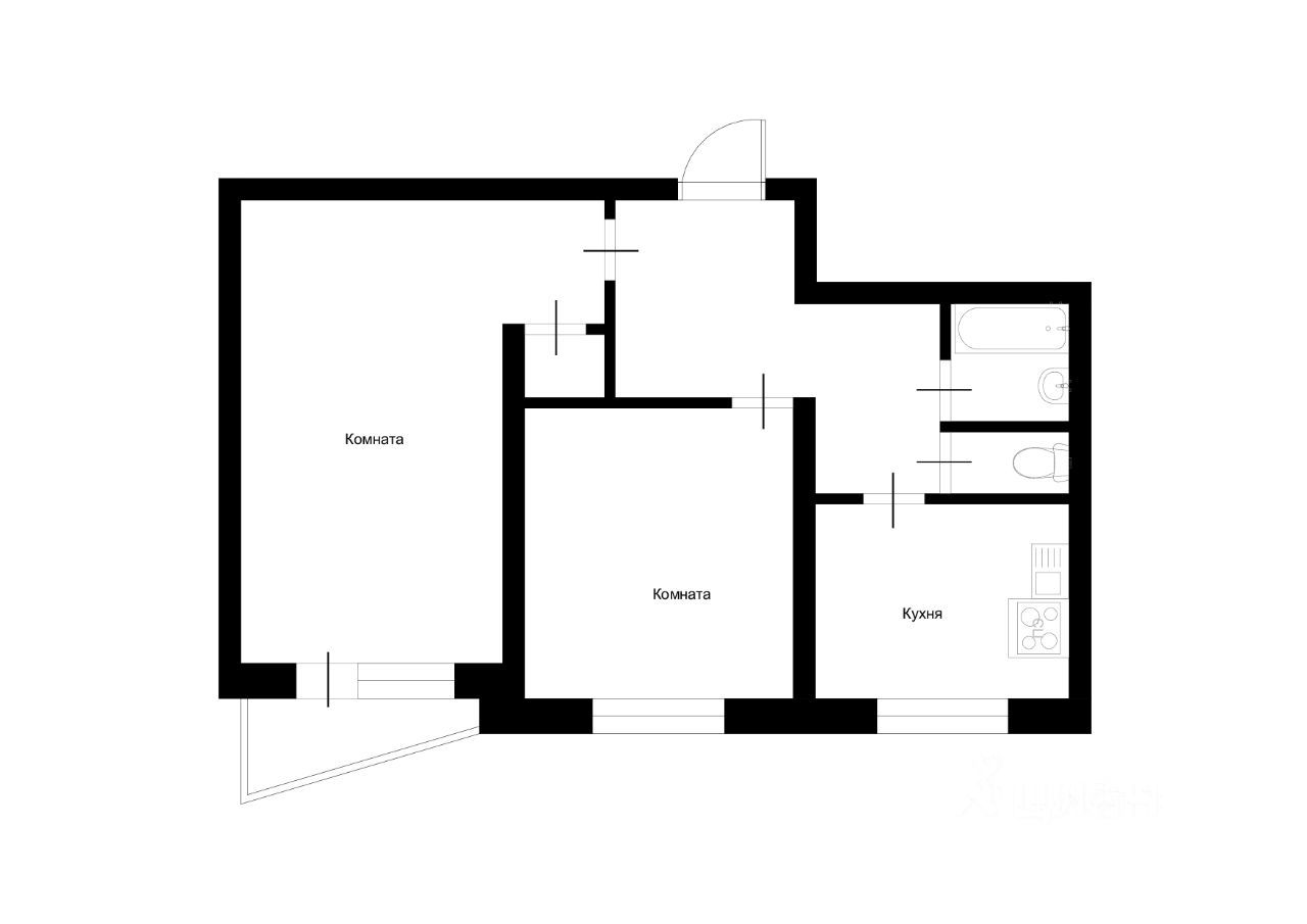 2-комнатная квартира, 46 м² — фото 2