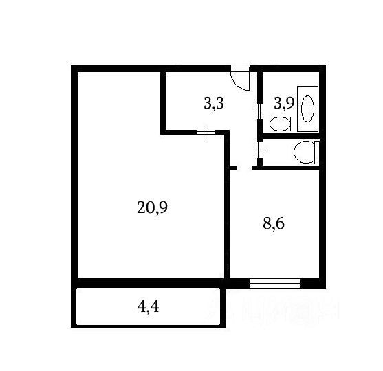 1-комнатная квартира, 36 м² — фото 2