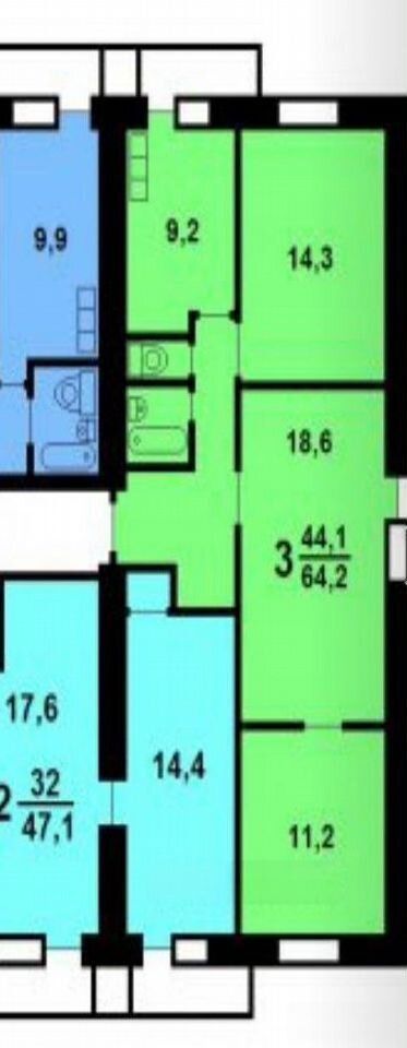3-комнатная квартира, 65 м² — фото 8