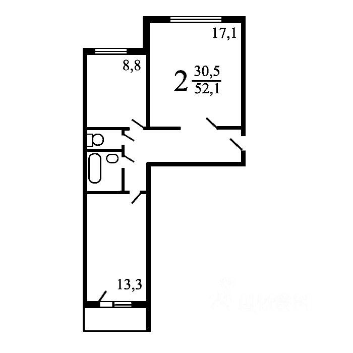 2-комнатная квартира, 55 м² — фото 2