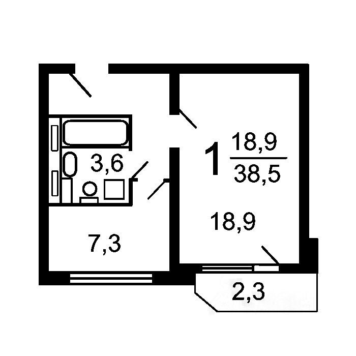 1-комнатная квартира, 42 м² — фото 2