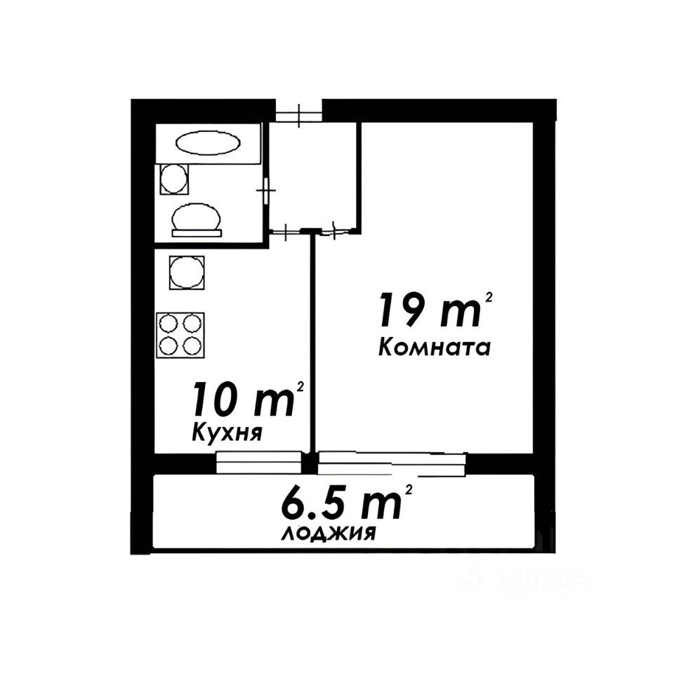 1-комнатная квартира, 37 м² — фото 2