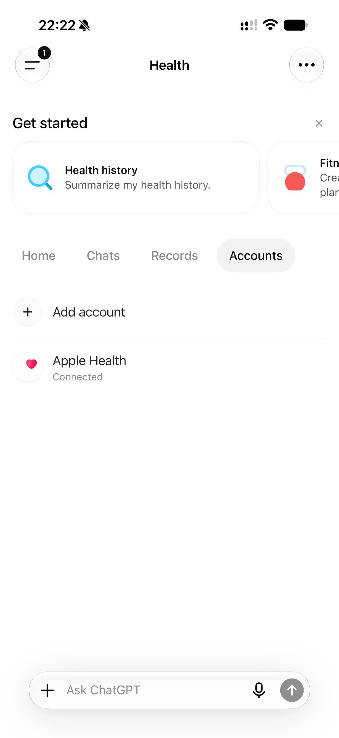 Мне в ChatGPT раскатили опцию Health. Выглядит как приложение в приложении — в хорошем см…, media 3