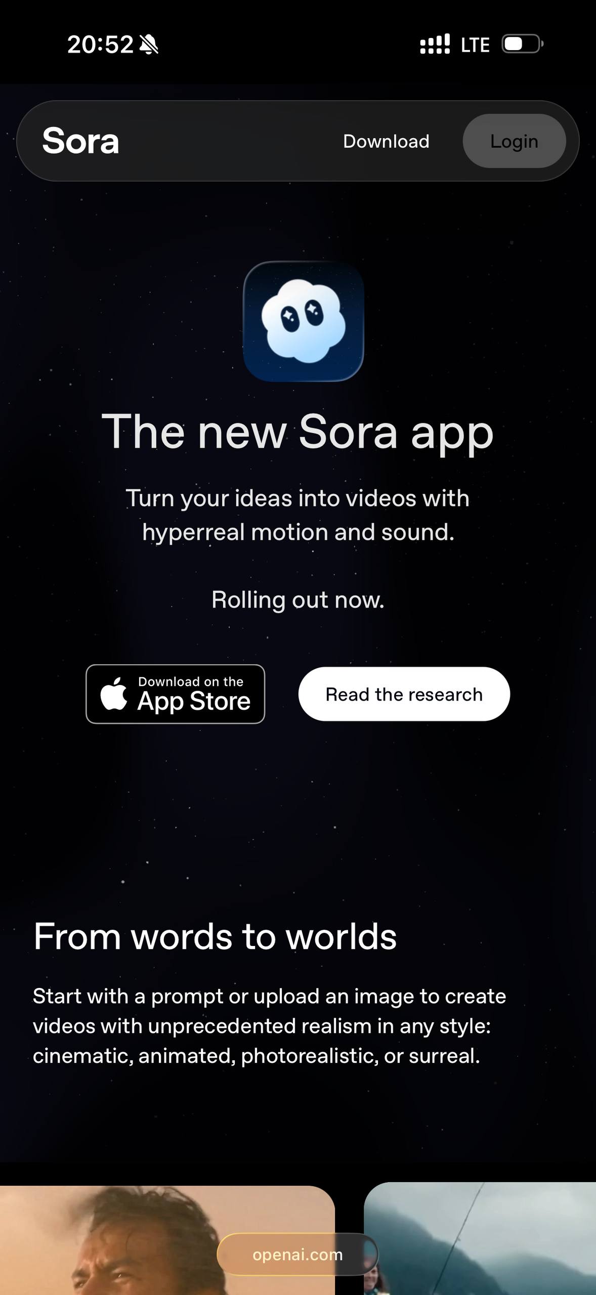 From words to worlds Приложение Sora от OpenAI вышло — социальная сеть, где только сгенер…
