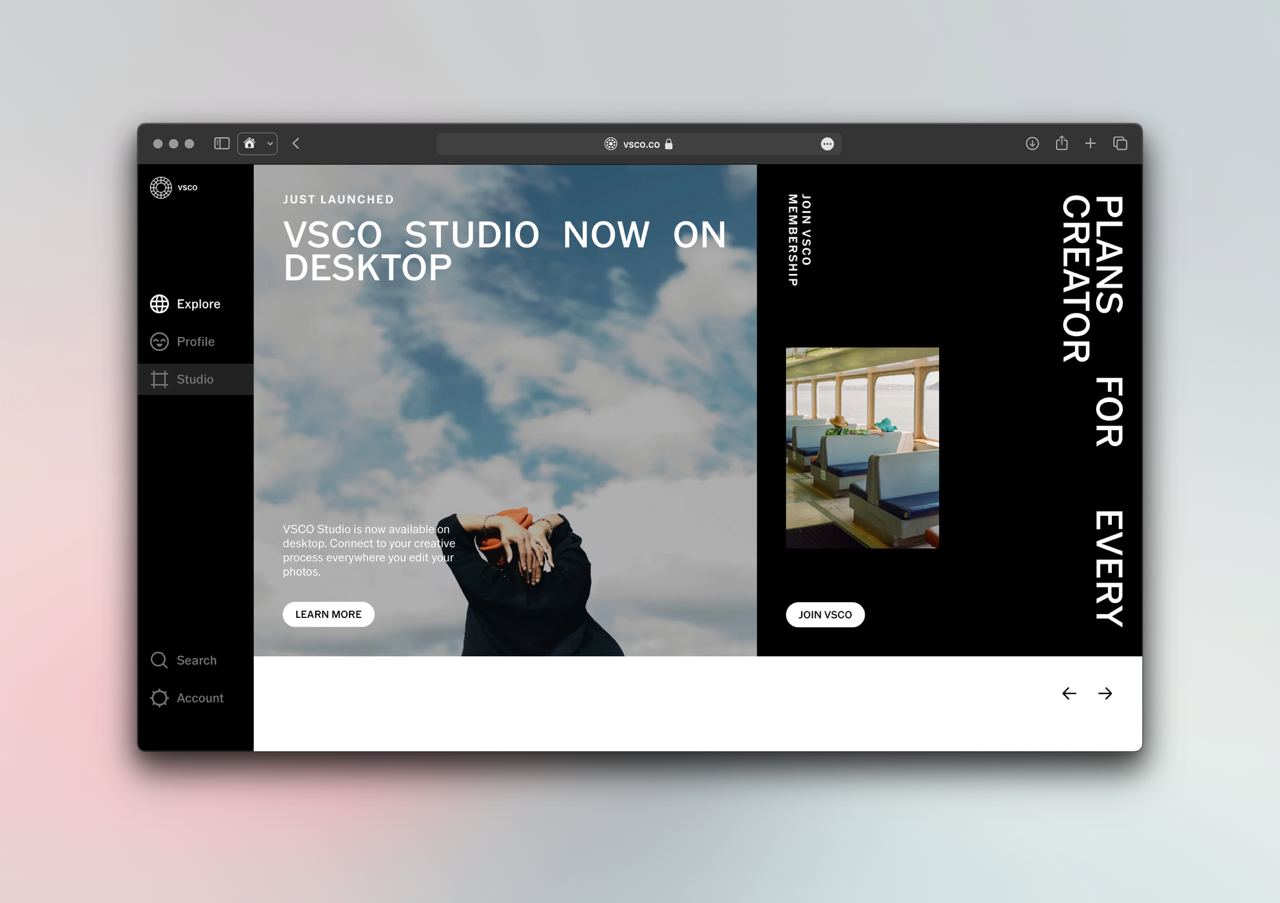 У VSCO появилась веб-версия редактора. Команда максимум вертикального пространства отдала…