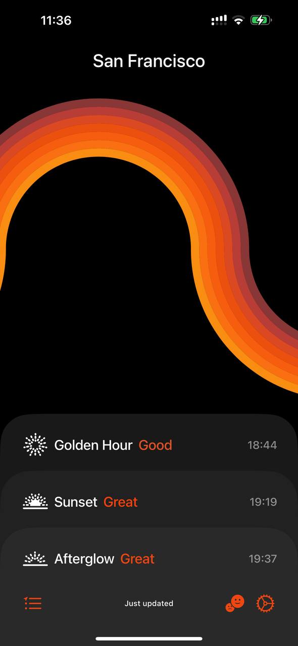 Сегодняшний герой, tiny приложение подсказывающее golden hour в вашей или заданной locati…