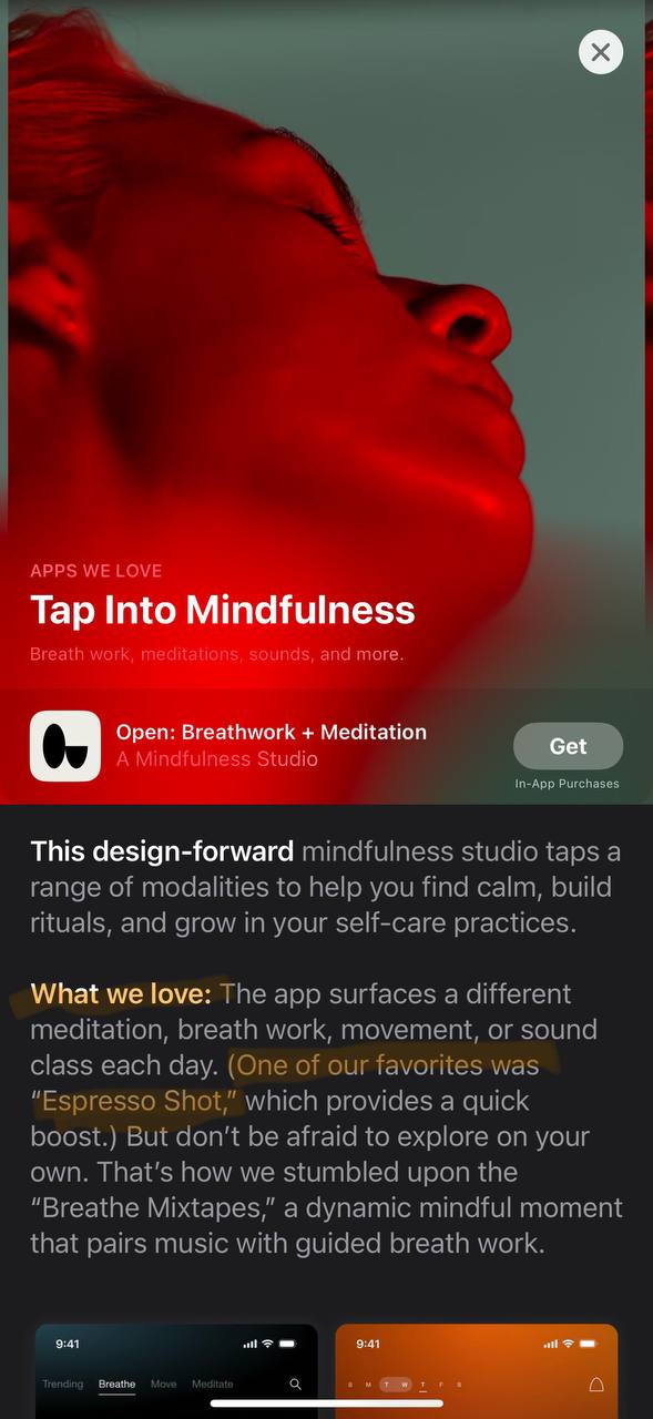 Красивый баннер для промо приложения в виджете App of the Day. Open Нравится динамика за…, медиа 2