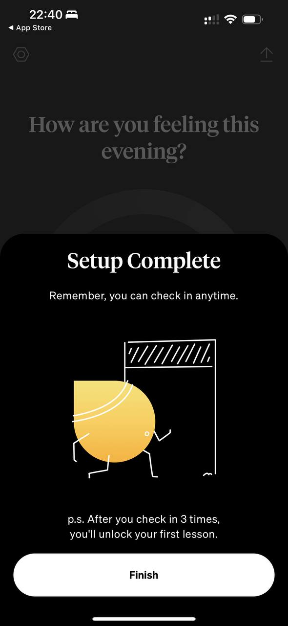 How We Feel красиво нарушает гайдлайны iOS. Уведомление на чёрном фоне, когда рекомендует…