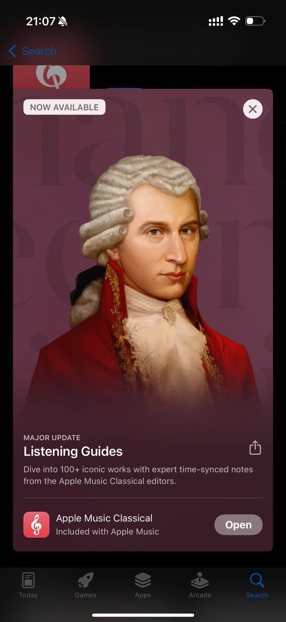 У Apple Music Classical апдейт. Добавили нарратива прослушиваемым произведениям. Серёжа К…