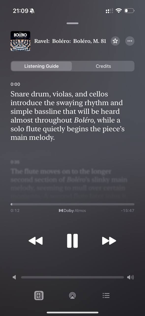 У Apple Music Classical апдейт. Добавили нарратива прослушиваемым произведениям. Серёжа К…, медиа 4