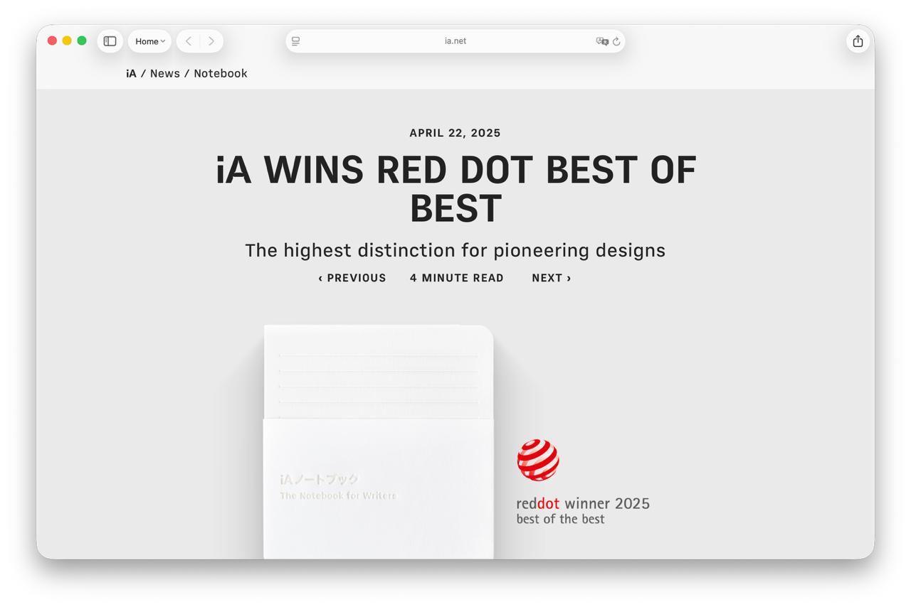 The iA Notebook has just received one of the most prestigious recognitions in design: the…