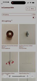 The In Common With lighting and lamp store, where all objects from the catalog are shown in two states: off and on