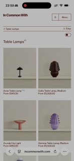 The In Common With lighting and lamp store, where all objects from the catalog are shown in two states: off and on