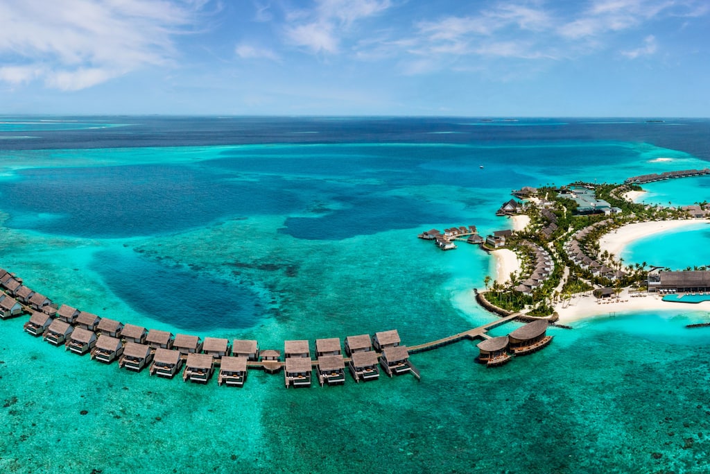 aerial view of hotel in the ocean