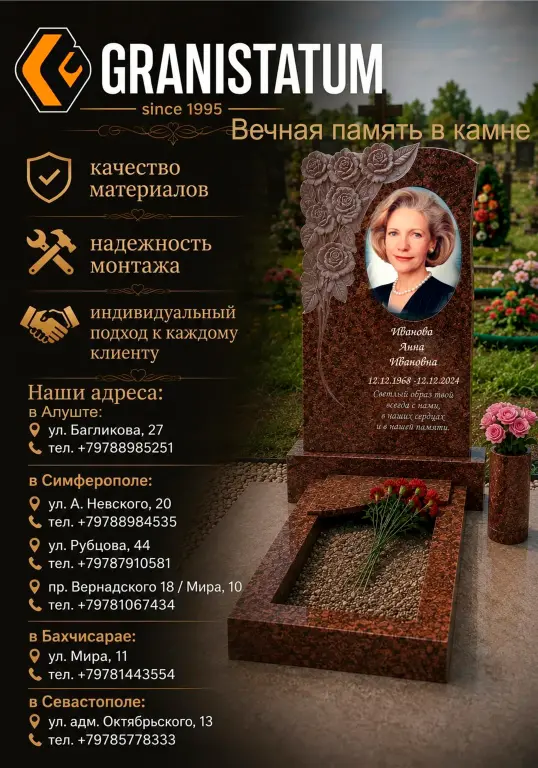 Установка памятников на всех кладбищах Крыма