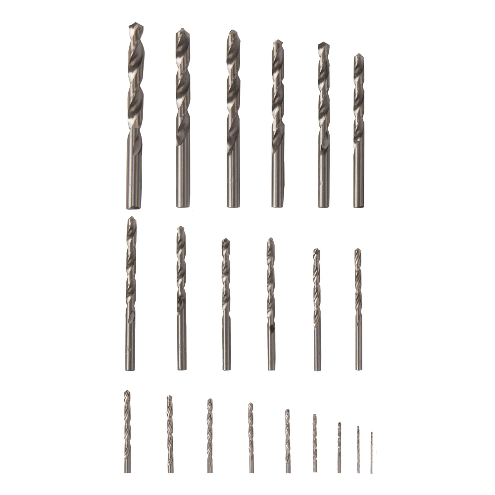 Набор сверл по металлу, 1-10 мм, (через 0.5 мм +3.2 и 4.8 мм), HSS, 21 шт, металлический бокс, цилин - изображение 5