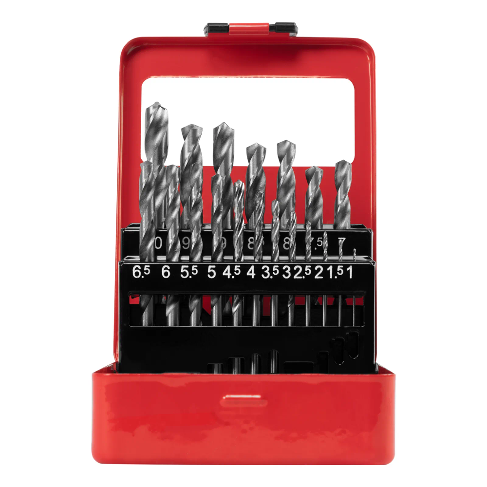 Набор сверл по металлу, 1-10 мм (через 0.5 мм), HSS, 19 шт, металл. коробка, цилиндр. хвостовик - изображение 3