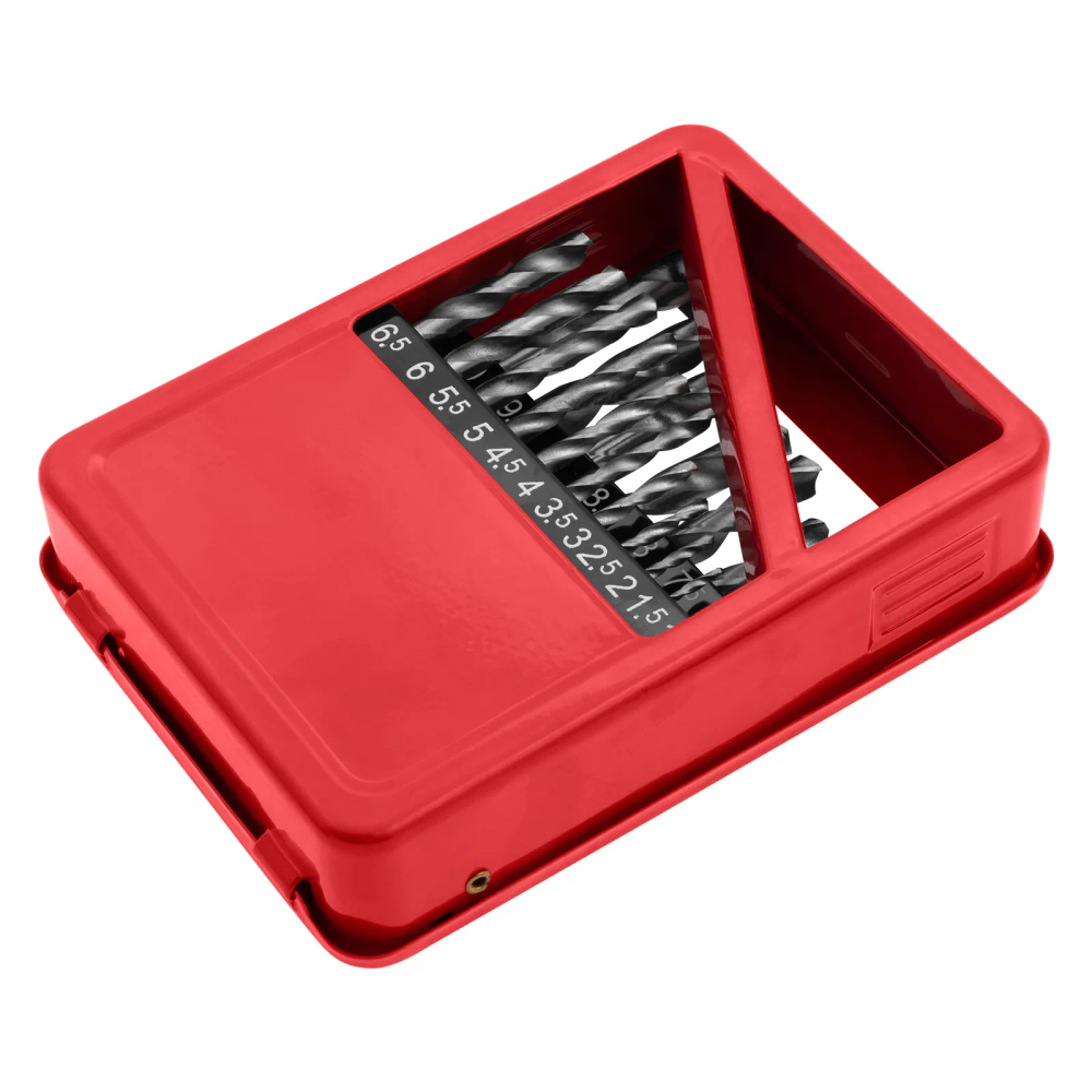 Набор сверл по металлу, 1-10 мм (через 0.5 мм), HSS, 19 шт, металл. коробка, цилиндр. хвостовик - изображение 5