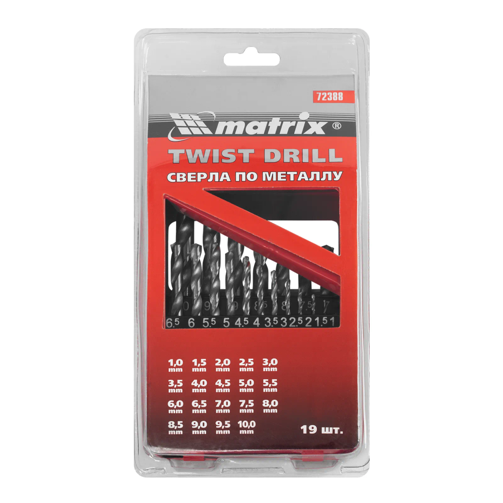 Набор сверл по металлу, 1-10 мм (через 0.5 мм), HSS, 19 шт, металл. коробка, цилиндр. хвостовик - изображение 8