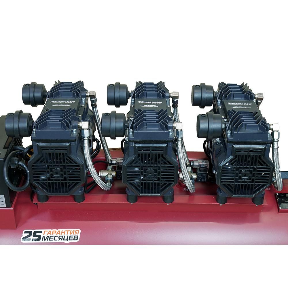 Компрессор безмасляный ВК1-100БМБ Энергомаш ГАРАНТ 3х1500Вт,720л/м, ресивер 100л, бесшумный - изображение 7