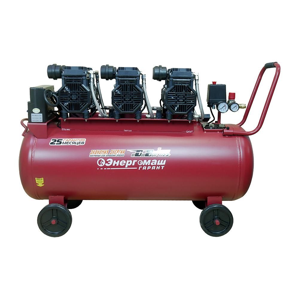 Компрессор безмасляный ВК1-100БМБ Энергомаш ГАРАНТ 3х1500Вт,720л/м, ресивер 100л, бесшумный - изображение 8