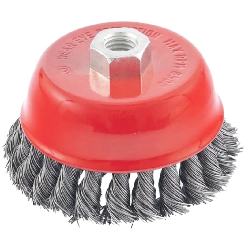 Щетка для УШМ, 100 мм, М14, чашка, крученая проволока 0.5 мм Matrix