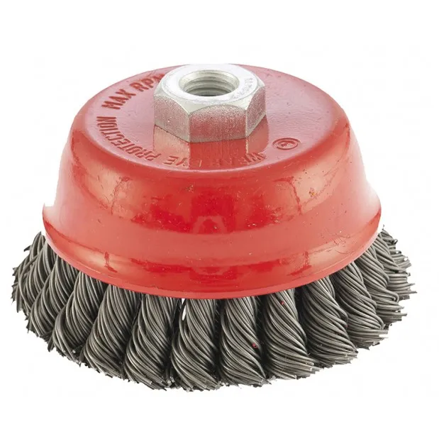 Щетка для УШМ, 100 мм, М14, чашка, двухрядная, крученая проволока 0.8 мм Matrix