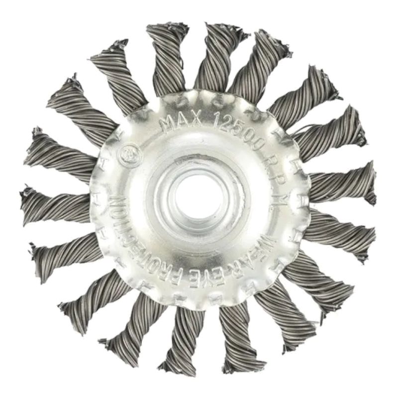 Щетка для УШМ 100 мм, М14, плоская, крученая проволока 0.8 мм Matrix