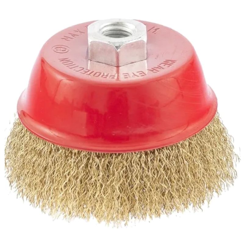 Щетка для УШМ, 100 мм, М14, чашка, латунированная витая проволока Matrix