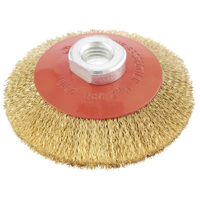 Щетка для УШМ, 100 мм, М14, тарелка, латунированная витая проволока Matrix