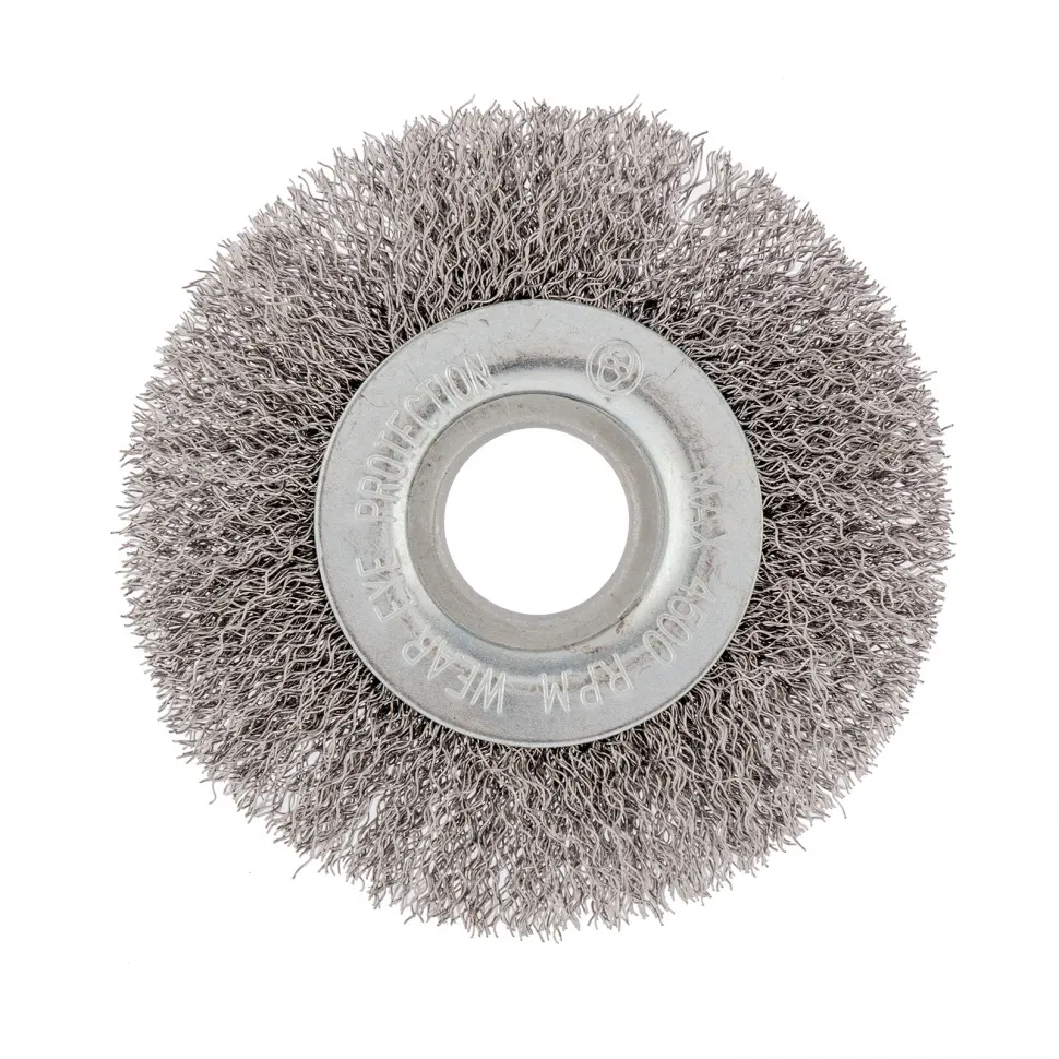 Щетка для УШМ, 100 мм, посадка 22.2 мм, плоская, витая проволока 0.3 мм Сибртех - изображение 2