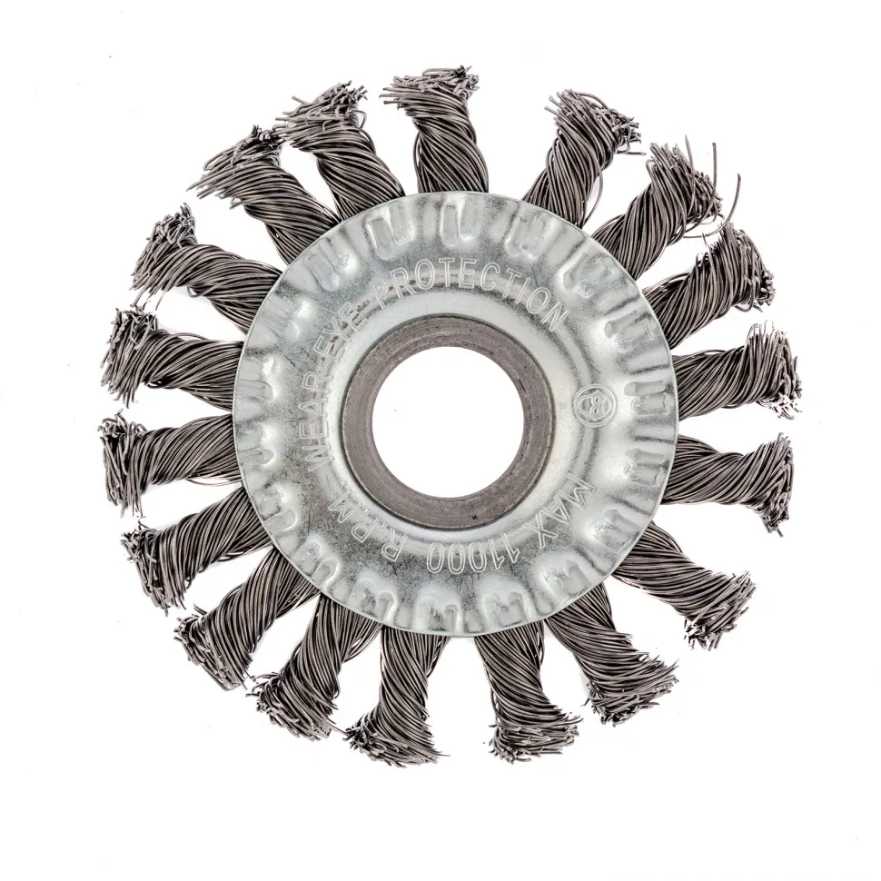 Щетка для УШМ, 100 мм, посадка 22.2 мм, плоская, крученая проволока 0.5 мм Сибртех - изображение 2