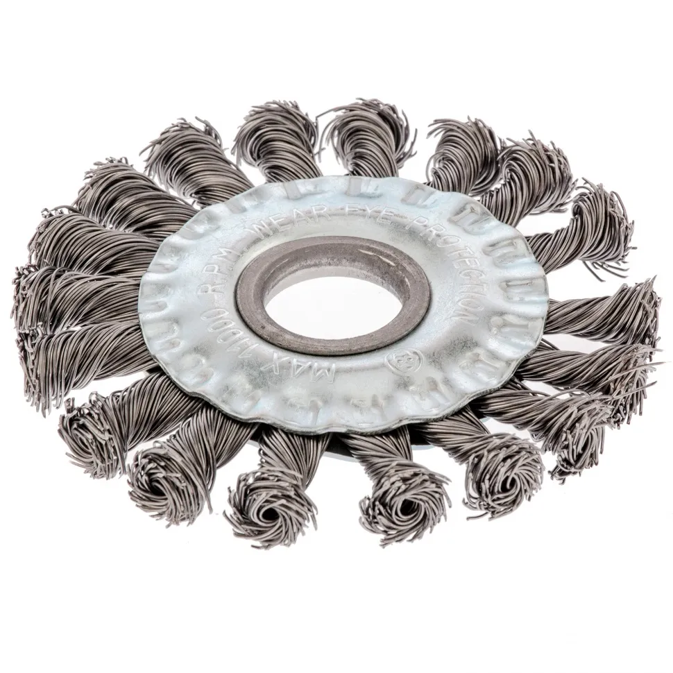 Щетка для УШМ, 100 мм, посадка 22.2 мм, плоская, крученая проволока 0.5 мм Сибртех - изображение 3