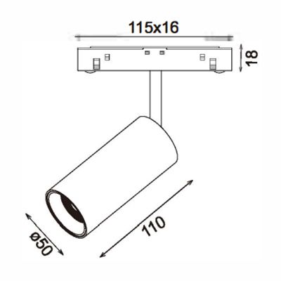 Трековый светодиодный точечный светильник 10W, CRI90, 3000К, угол 18°, IP20, NO DIM, 48B, белый - изображение 2