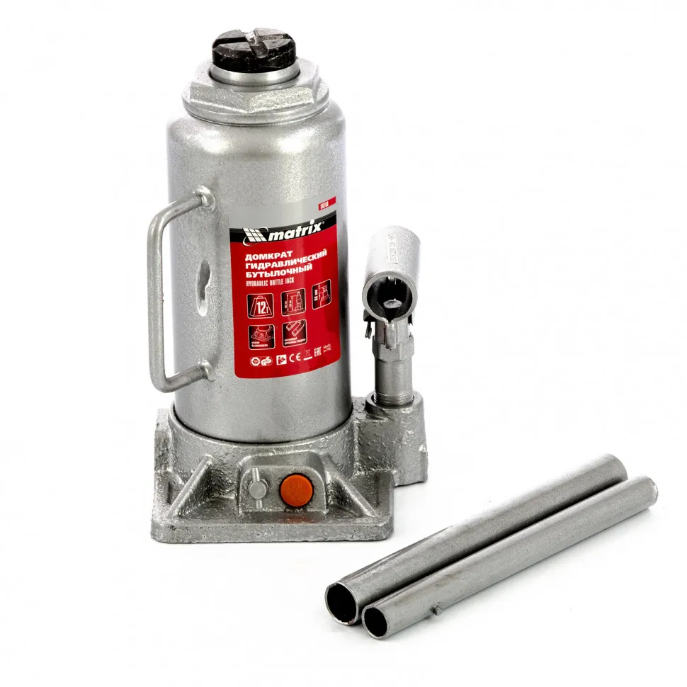 Домкрат гидравлический бутылочный, 12 т, h подъема 230-465 мм Matrix - изображение 2
