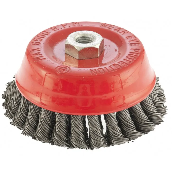 Щетка для УШМ, 125 мм, М14, чашка, двухрядная, крученая проволока 0.8 мм Matrix