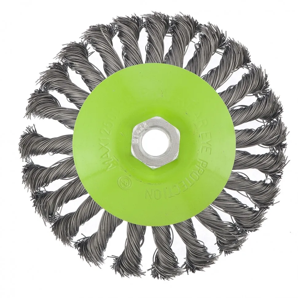 Щетка для УШМ, 125 мм, М14, тарелка, крученая металлическая проволока Сибртех