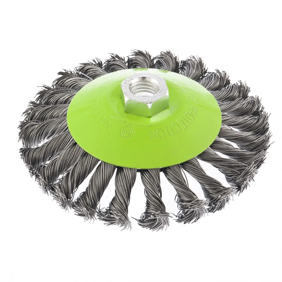 Щетка для УШМ, 125 мм, М14, тарелка, крученая металлическая проволока Сибртех - изображение 2