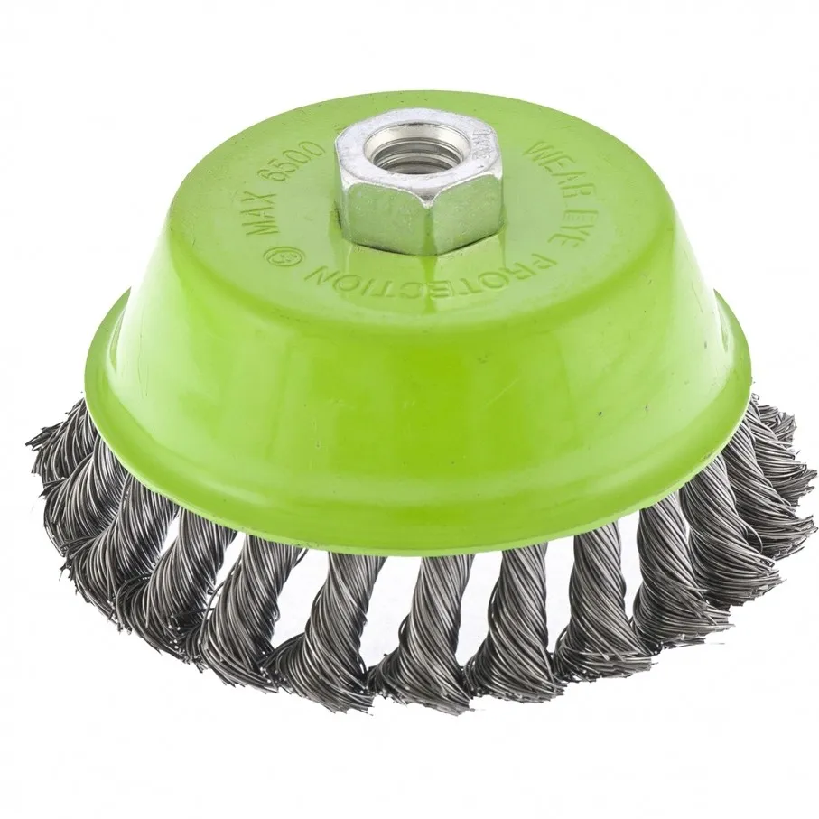 Щетка для УШМ, 125 мм, М14, чашка, крученая металлическая проволока Сибртех