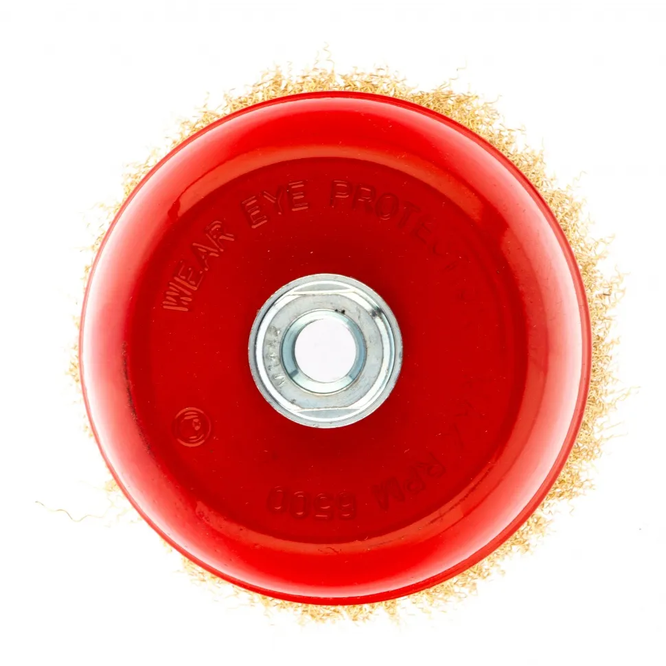 Щетка для УШМ, 125 мм, М14, чашка, латунированная витая проволока Matrix - изображение 2