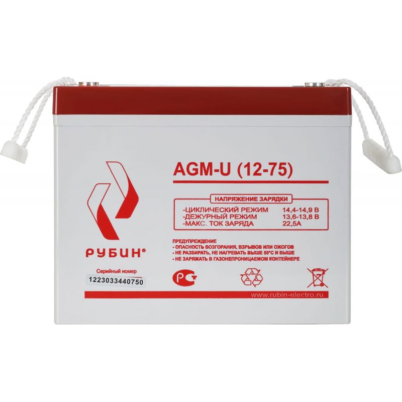 Аккумуляторная батарея Рубин 12V 75Ah AGM (22.5kg) - изображение 2