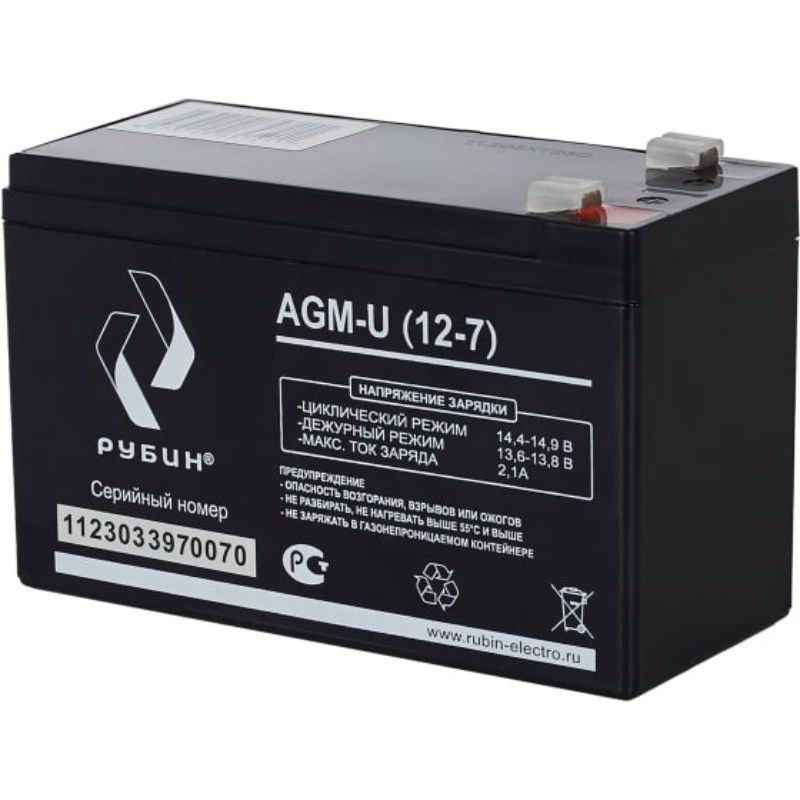 Аккумуляторная батарея Рубин 12V 7Ah AGM (2.05kg) - изображение 3