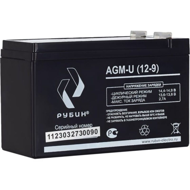 Аккумуляторная батарея Рубин 12V 9Ah AGM (2.3kg)