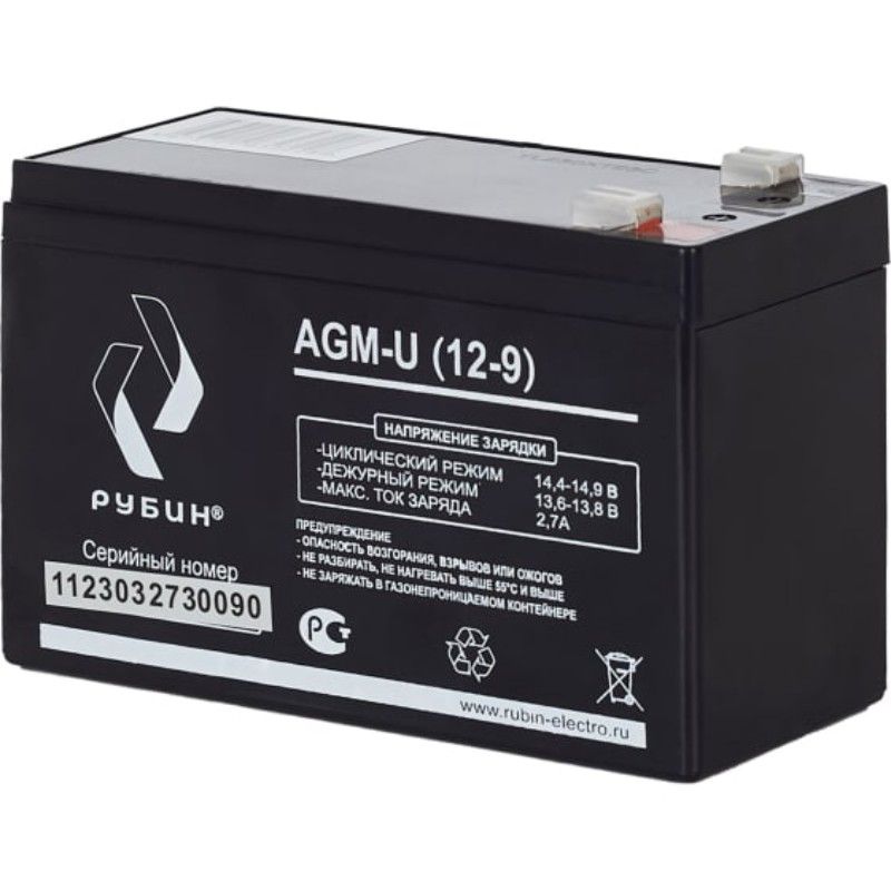 Аккумуляторная батарея Рубин 12V 9Ah AGM (2.3kg) - изображение 2