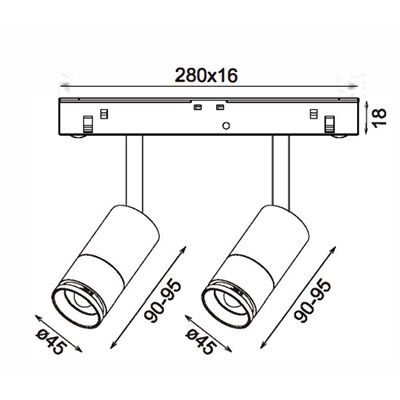 Трековый светодиодный точечный светильник 12W, CRI90, 4000К, угол 15°-45, IP20, NO DIM, 48B, черный - изображение 2