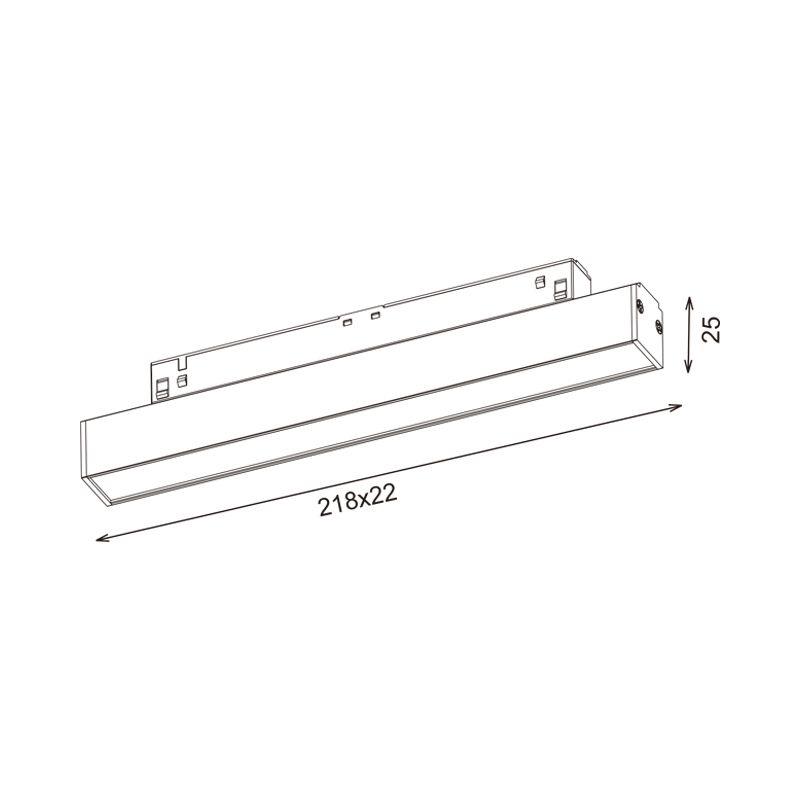 Трековый линейный светильник 14Вт, CRI90, 3000К, гр. 100°, IP20, DALI, 48В, 218мм, черный - изображение 3