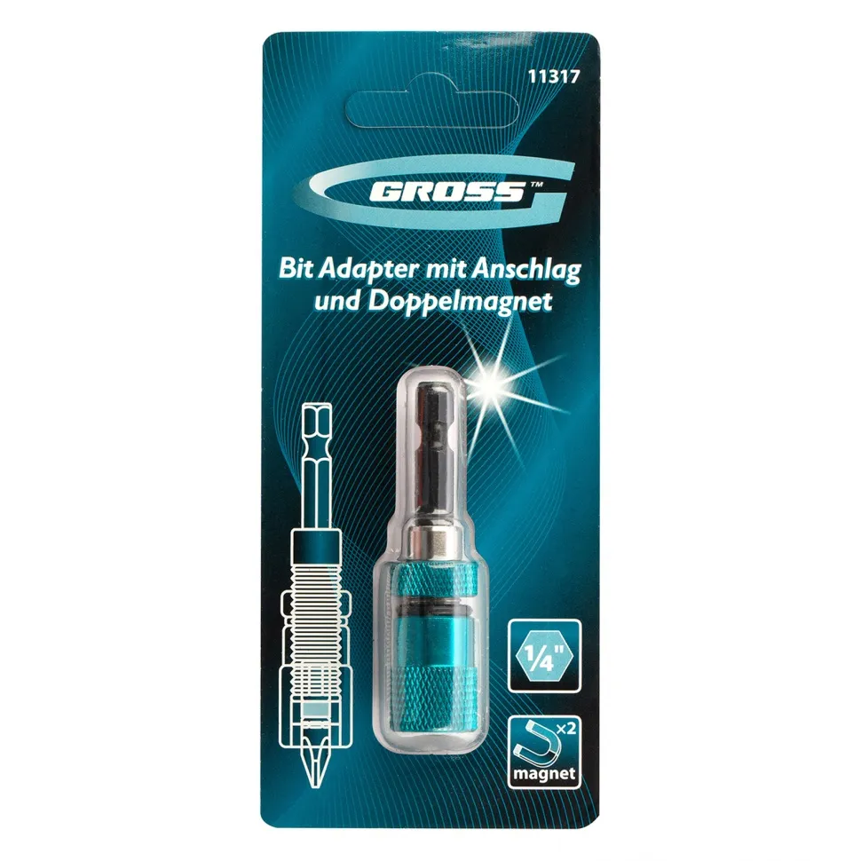 Адаптер для бит с ограничителем и двойным магнитом, 1/4 Gross - изображение 5