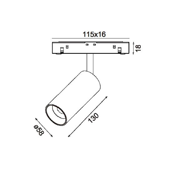 Трековый светодиодный точечный светильник 14W, CRI90, 3000К, угол 20°, IP20, NO DIM, 48B, белый - изображение 2